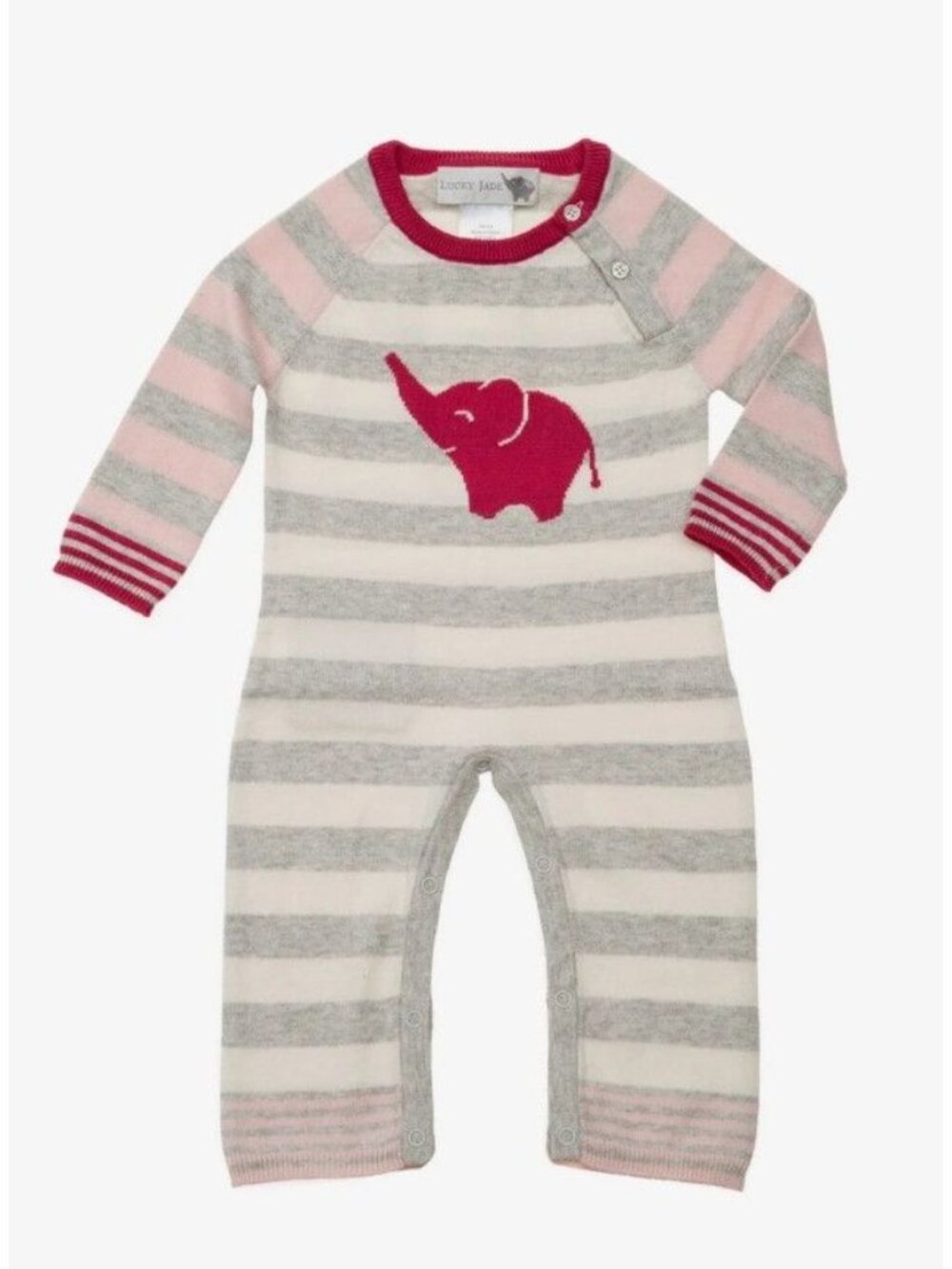 NWT Lucky Jade Elephant Baby Girls Romper Cashmere Blend Girls 6-9 months